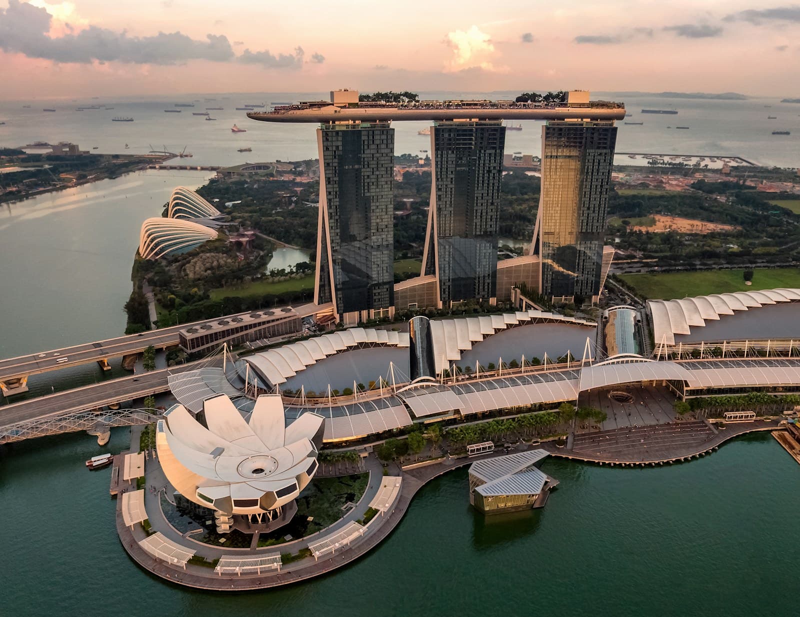 Marina Bay and the Singapore skyline viewed from above